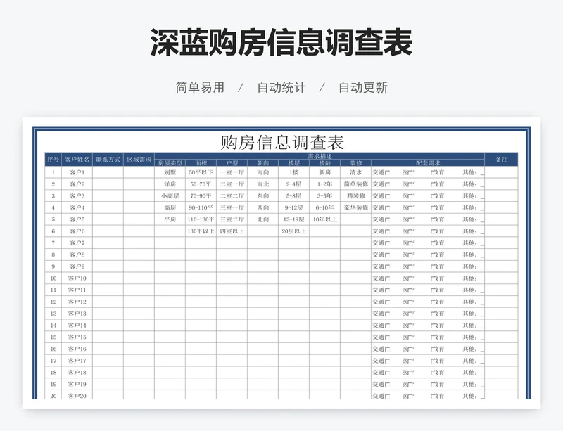 深蓝购房信息调查表