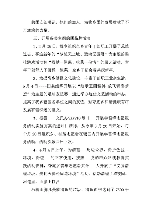 XX乡镇团委工作汇报