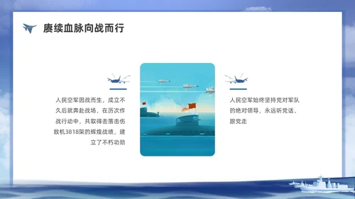 插画空军建军节科普宣传PPT课件