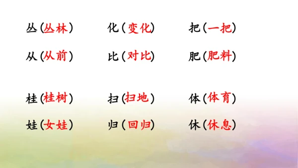 部编版二年级语文上册第二单元复习  课件