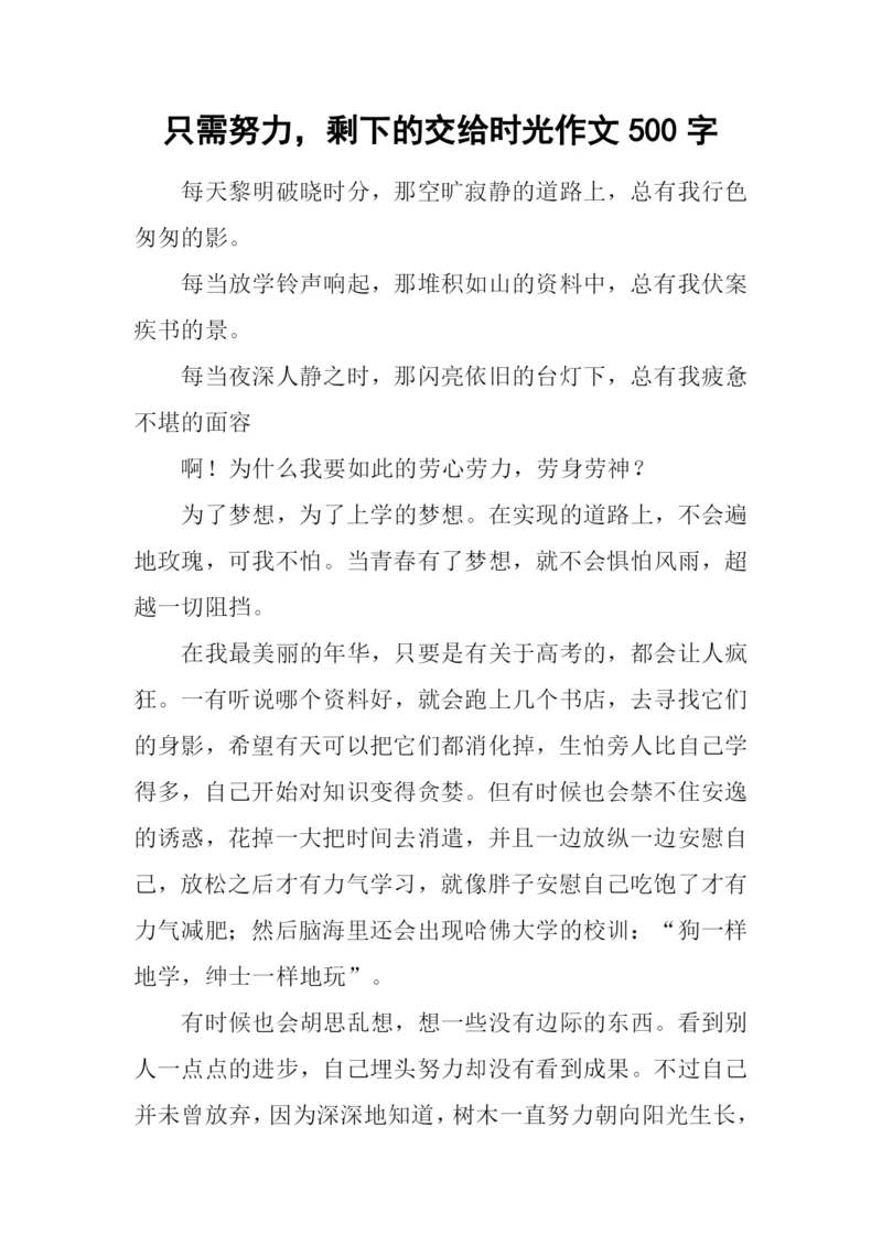 只需努力-剩下的交给时光作文500字.docx