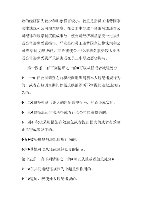 公司员工违纪违规处罚办法