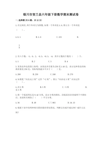 银川市贺兰县六年级下册数学期末测试卷推荐.docx