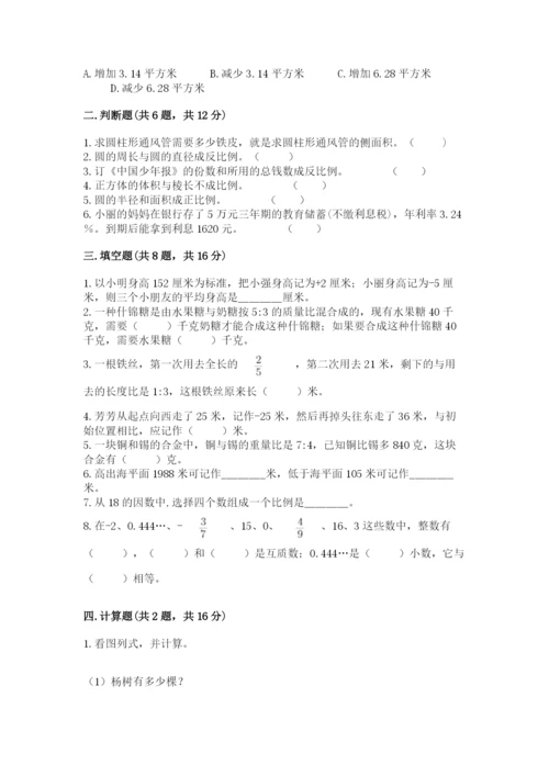呼玛县六年级下册数学期末测试卷学生专用.docx