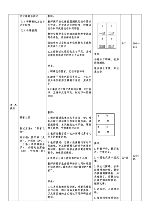 小学体育与健康1年级 18-18 1.测评：坐位体前屈+2.基本移动性技能测评：勇者之行 大单元课时