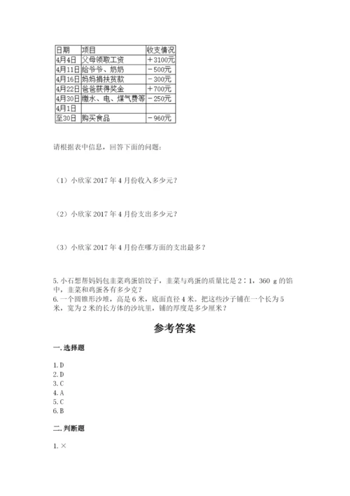 益阳市小升初数学测试卷学生专用.docx