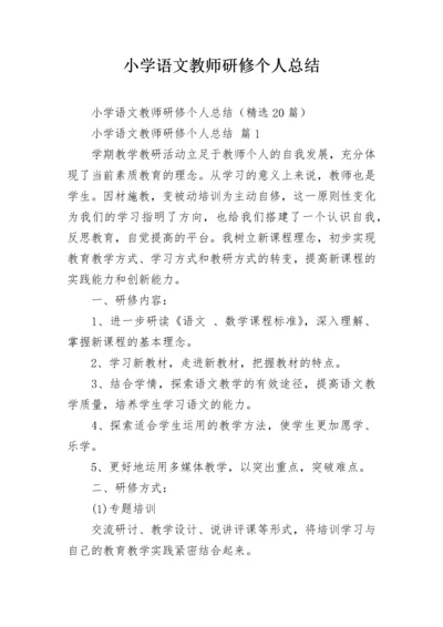 小学语文教师研修个人总结.docx