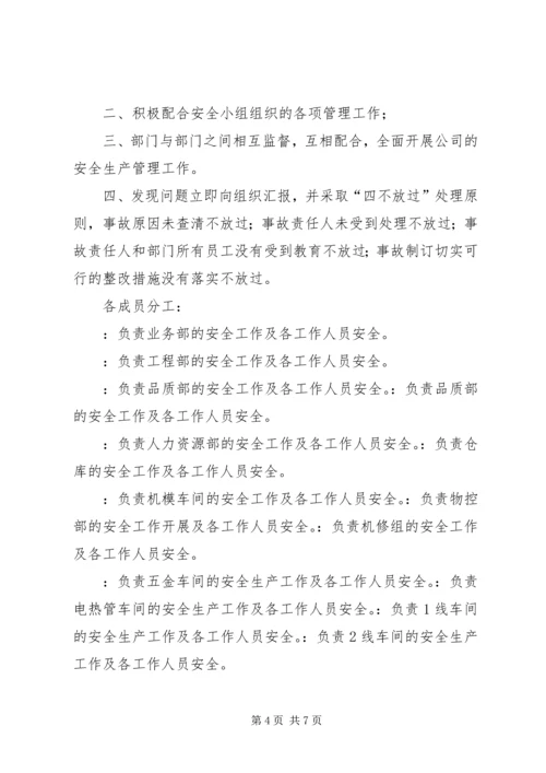 关于公司成立安全生产小组的管理规定.docx