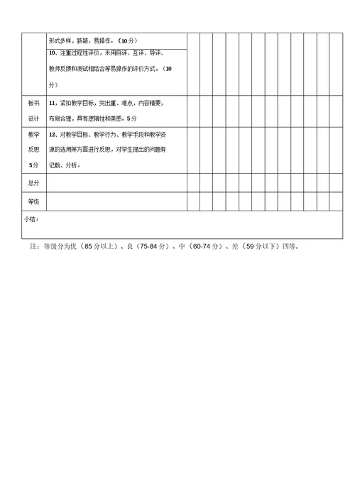 教师教案评价表