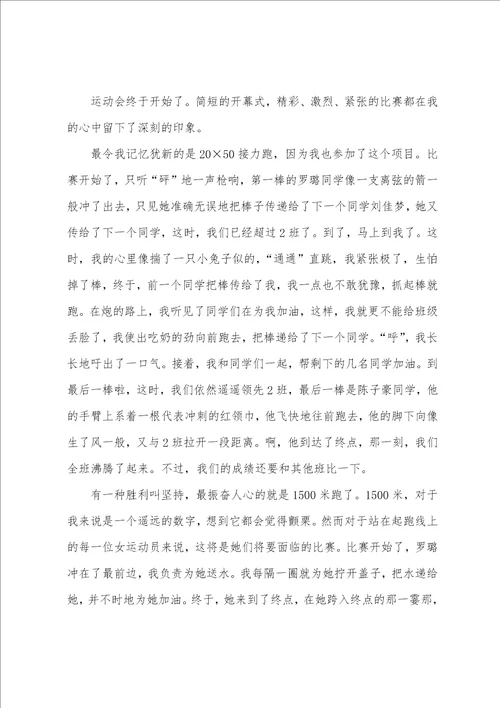 关于运动会个人观后感精选800字范文