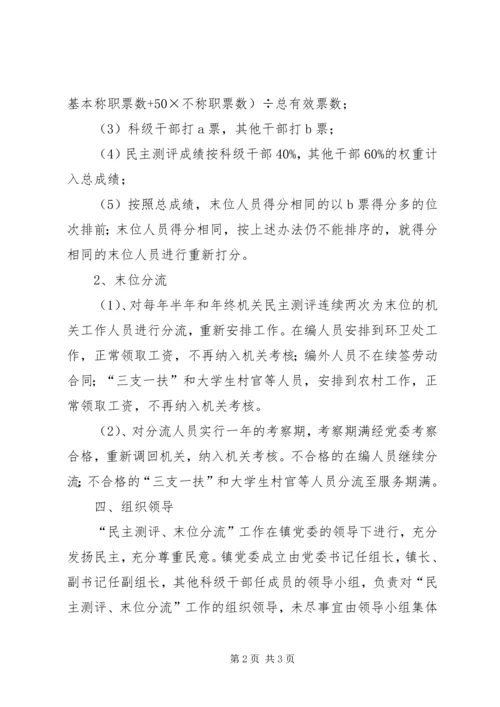 全镇民主测评末位分流工作意见.docx