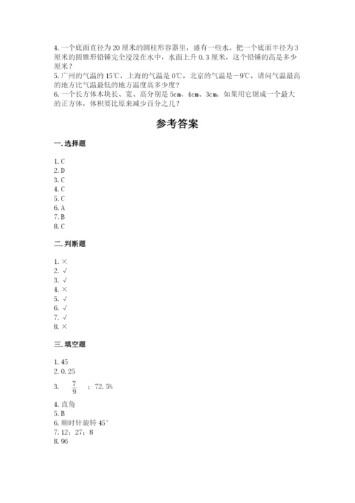 北京版六年级下册数学期末测试卷及参考答案（预热题）.docx