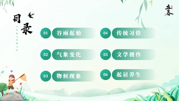 春天节气之谷雨课件通用PPT模板