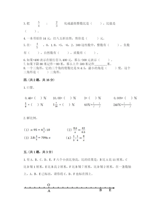 河南省平顶山市六年级下册数学期末考试试卷带答案（能力提升）.docx
