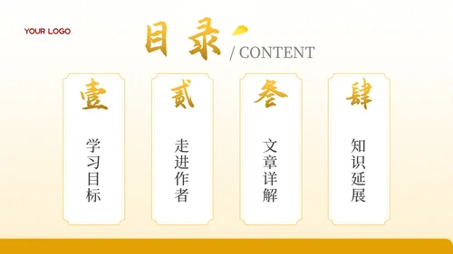 黄色古代文学诗词赏析PPT模板