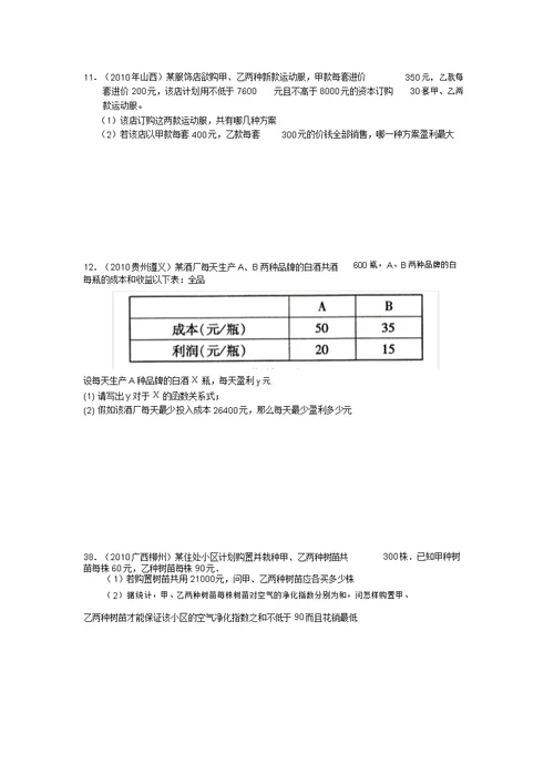 中考一次函数应用专题