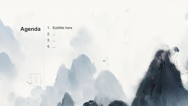 灰色水墨风简约水墨工作总结PPT主题
