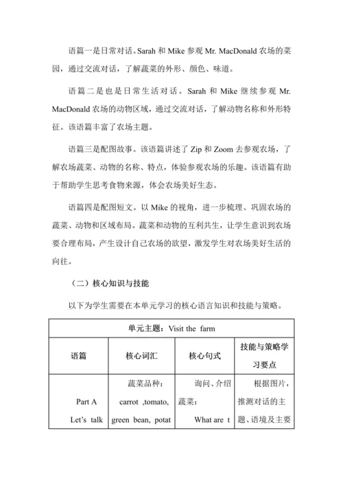 人教版PEP小学英语四年级下册第四单元单元整体教学设计.docx