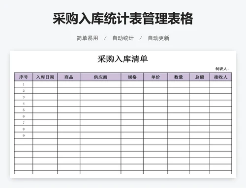 采购入库统计表管理表格