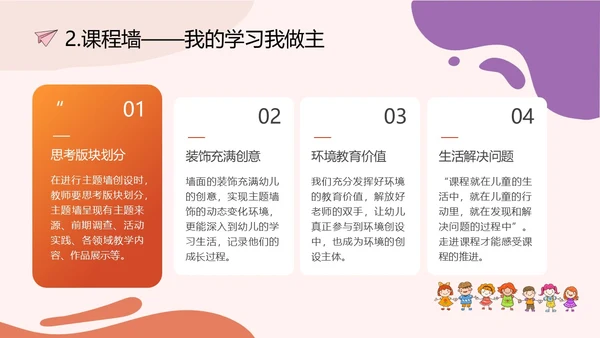 简约橘红色幼儿园班级环境创设PPT