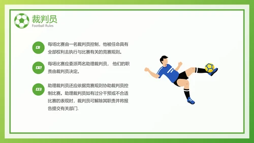 绿色风足球比赛规则介绍宣传PPT模板