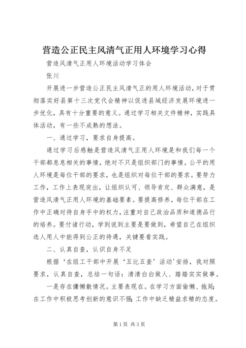 营造公正民主风清气正用人环境学习心得.docx