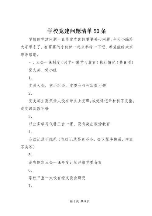 学校党建问题清单50条.docx