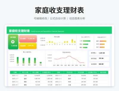 家庭收支理财表