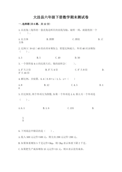 大洼县六年级下册数学期末测试卷及一套答案.docx