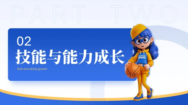蓝色3D可爱小人工作汇报PPT模版