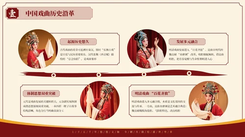 红色中国风探寻中国戏曲艺术千年风华与独特魅力PPT模板