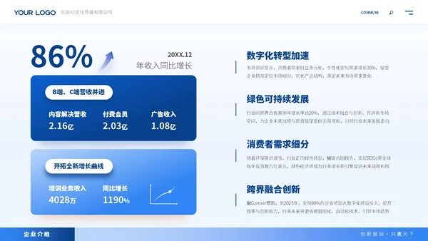 蓝色商务风企业介绍ppt模板