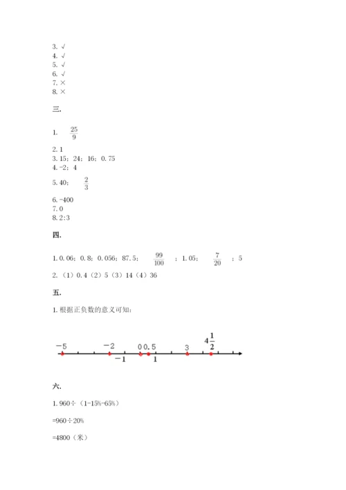 人教版六年级数学下学期期末测试题精品（基础题）.docx