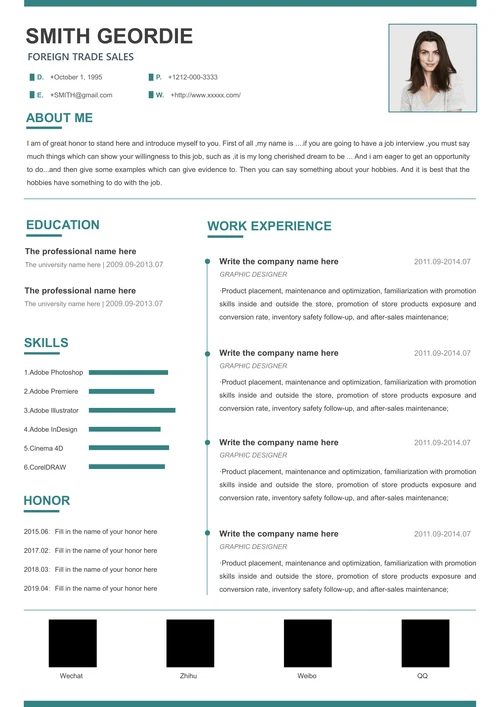 外贸岗位简洁英文简历