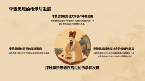 黄色中式国风李贽人物介绍PPT模板