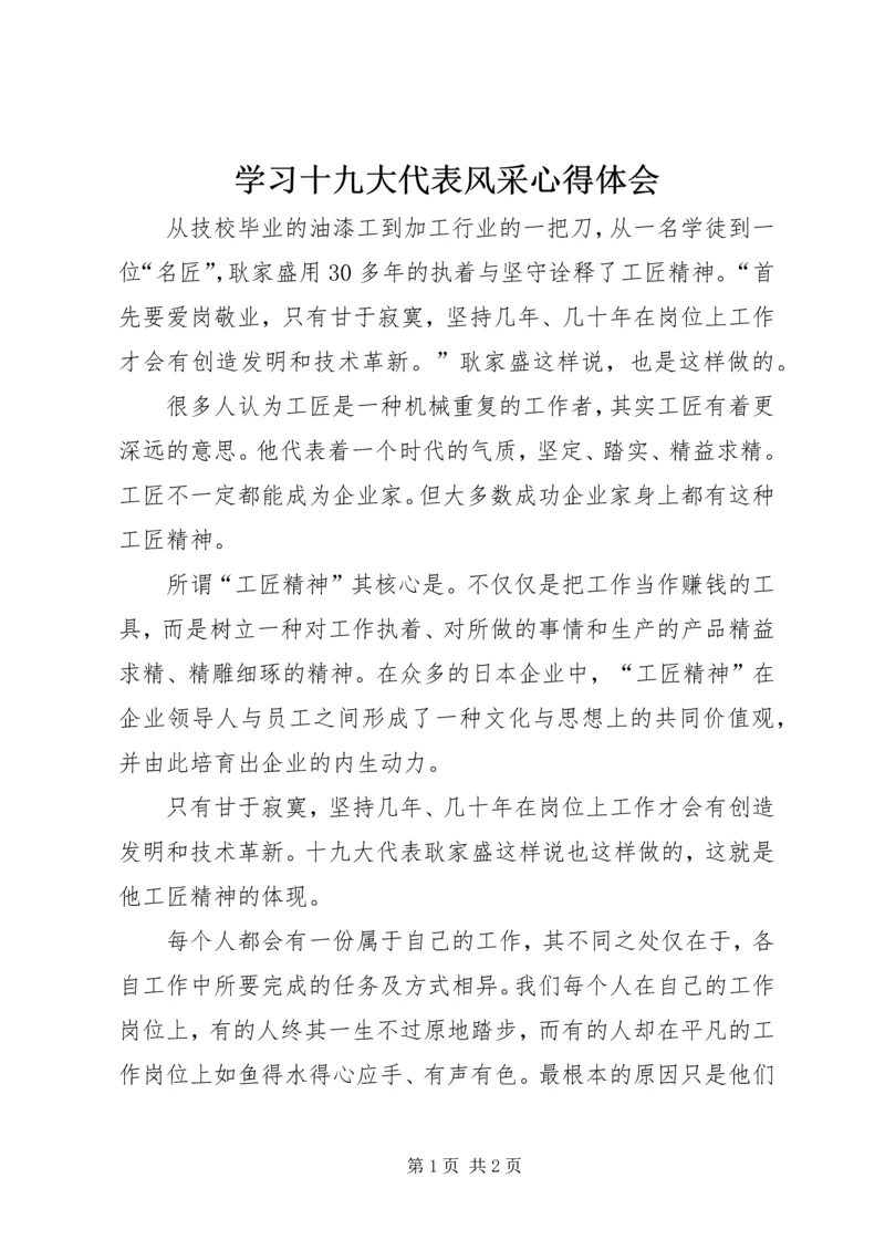 学习十九大代表风采心得体会.docx