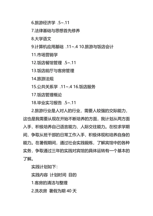 旅游管理专业大学生职业生涯规划