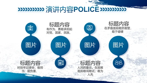 蓝色大气公安警察工作总结计划PPT