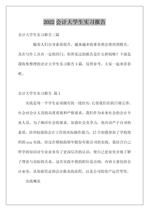 2022会计大学生实习报告