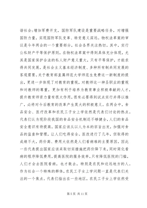学习全国“两会”精神心得体会感想大全.docx