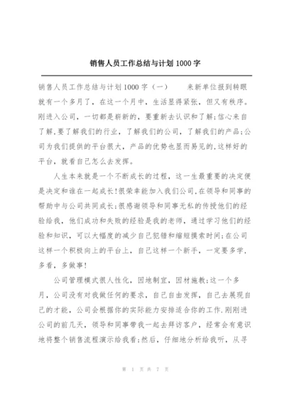 销售人员工作总结与计划1000字.docx