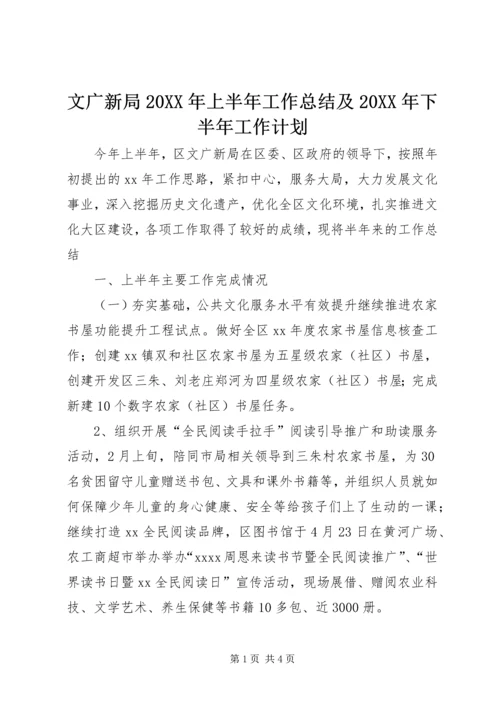 文广新局20XX年上半年工作总结及20XX年下半年工作计划 (2).docx