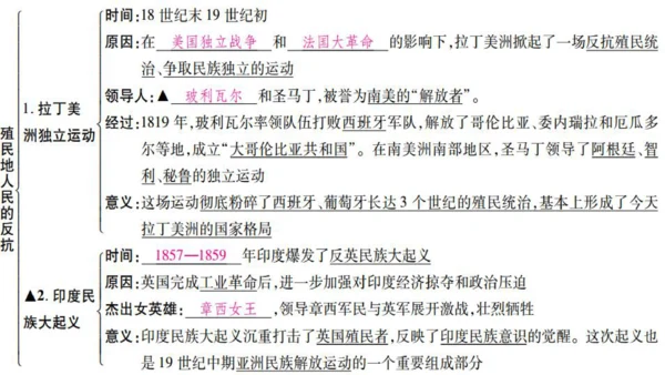 九下第一单元 殖民地人民的反抗与资本主义制度的扩展  单元复习课件