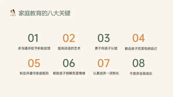 橙色绿色卡通简约亲子关系与家庭教育家园共育家长培训