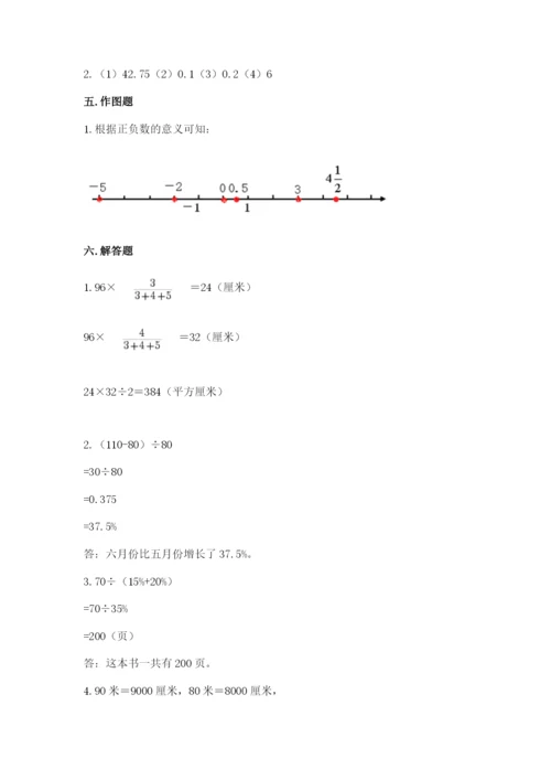 沪教版小学六年级下册数学期末综合素养测试卷及参考答案【夺分金卷】.docx