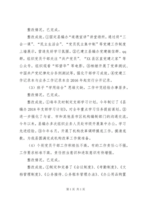 县机构编办关于巡察整改情况的报告.docx