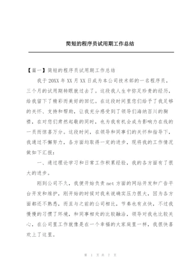 简短的程序员试用期工作总结.docx