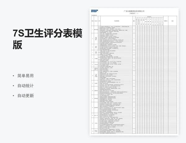 7S卫生评分表模版