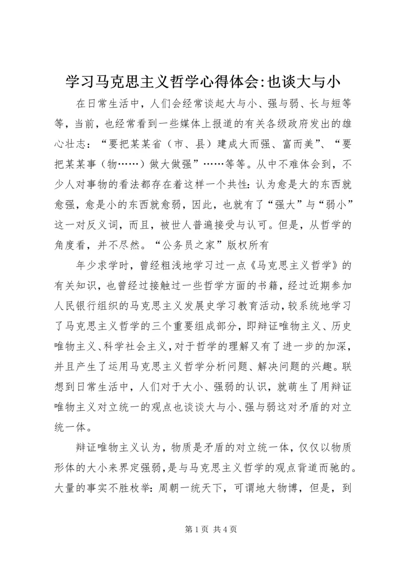 学习马克思主义哲学心得体会-也谈大与小.docx