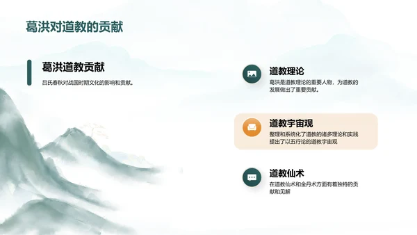 蓝色插画复古国风抱朴子构建道教神仙理论体系的巨著培训课件PPT模板